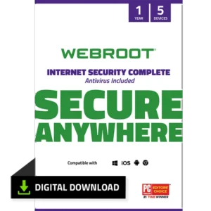 Webroot Internet Security Complete – 5 Devices, 1‑Year Subscription