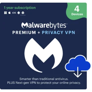Malwarebytes Premium + Privacy VPN Bundle 4-Device 1-Year Subscription