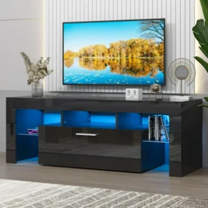 UHOMEPRO TV Stand with RGB LED Lights & Storage