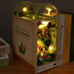 OROMYO 3D DIY Book Nook Kit – Firefly Forest Bookend Decor